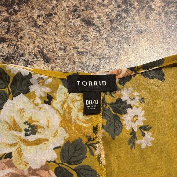 Torrid Kimono Boho Coastal Cottage Feminine Chiffon Floral Sheer Duster 00/0 M/L - Picture 3 of 9